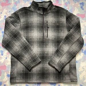 The North Face Mens Gordon Lyons Fleece 1/4 Zip Pullover XL Gray Plaid Logo